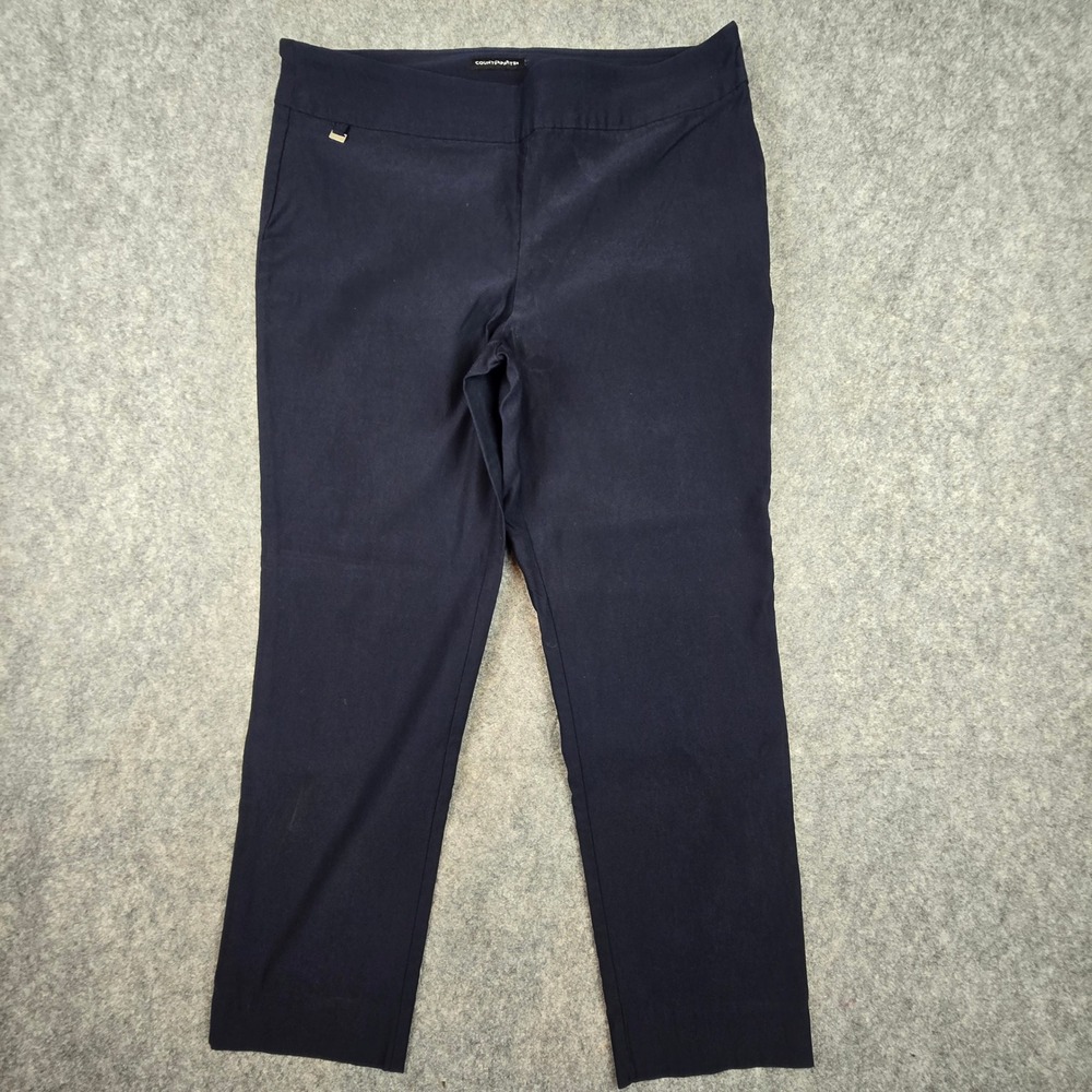 Counterparts 18 Pants Womens Navy Blue Luxe Stretch Pull On Crop Career Slacks